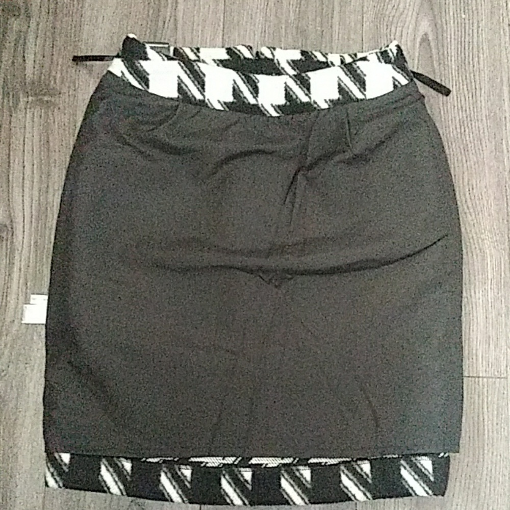 Amanda Chelsea Wool Skirt Black White sz 2 - Picture 4 of 7